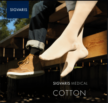 Unisex Sigvaris Cotton Socks in nude and black available.